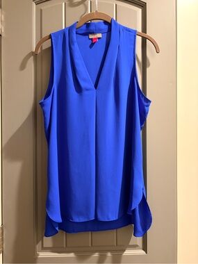 Vince Camuto Cobalt Blue Sleeveless V-Neck Blouse Size Small